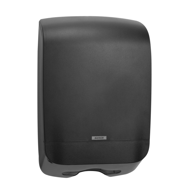 Katrin Falthandtuchspender Inclusive Medium Schwarz – für Falthandtücher bis 240 mm – 301 × 450 × 146 mm
