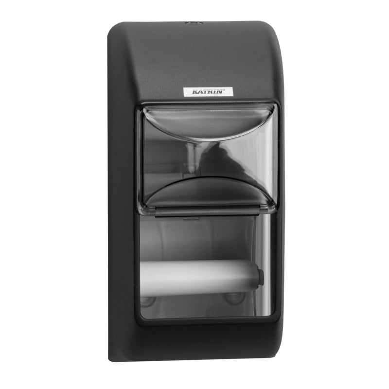 Katrin Toilettenpapierspender – Kunststoff, Schwarz, für 2 Rollen, 14,5 × 14,5 × 30,0 cm