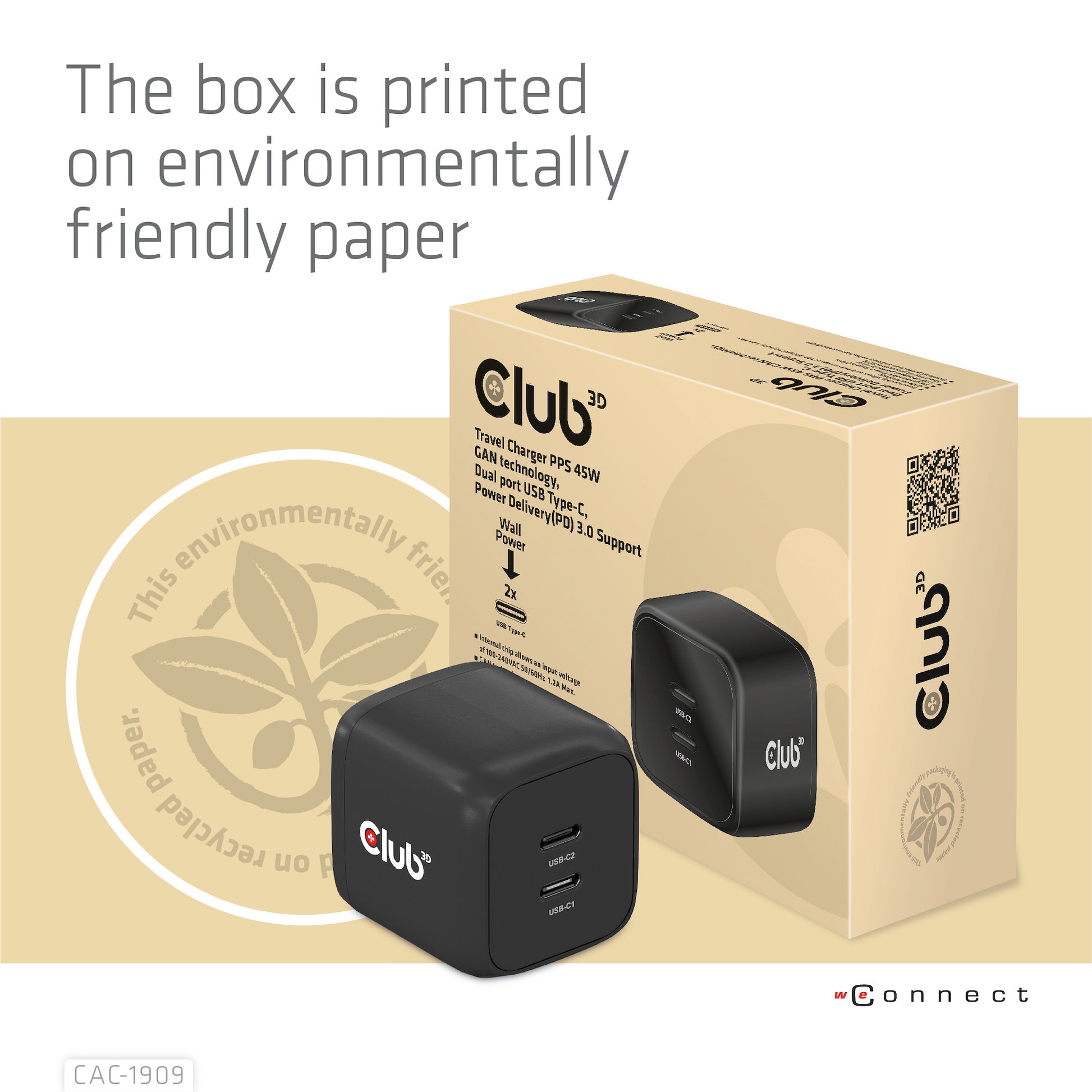 CLUB3D Club 3D USB-Ladegerät 100 W – USB-C×2 – PD, PPS, GaN