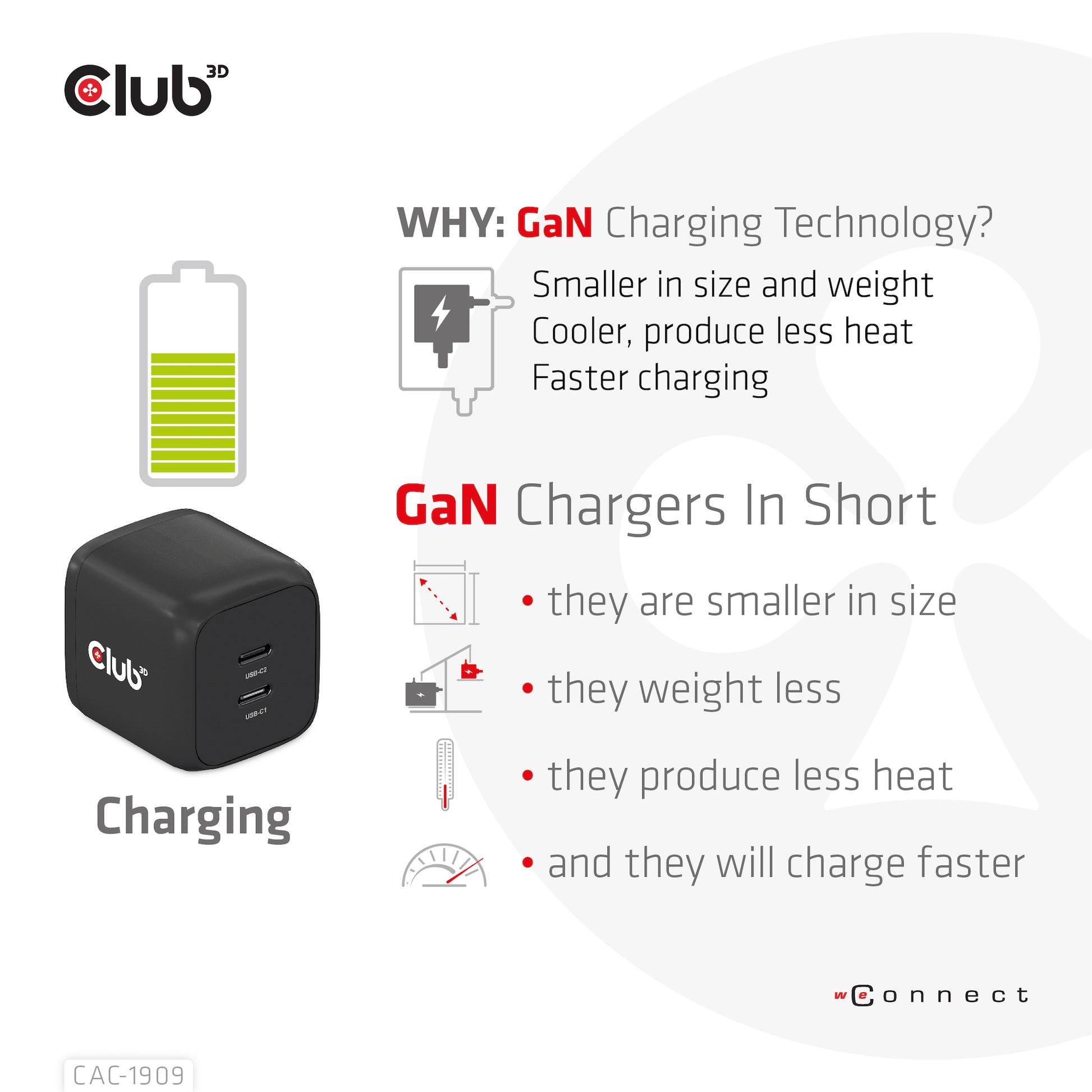 CLUB3D Club 3D USB-Ladegerät 100 W – USB-C×2 – PD, PPS, GaN