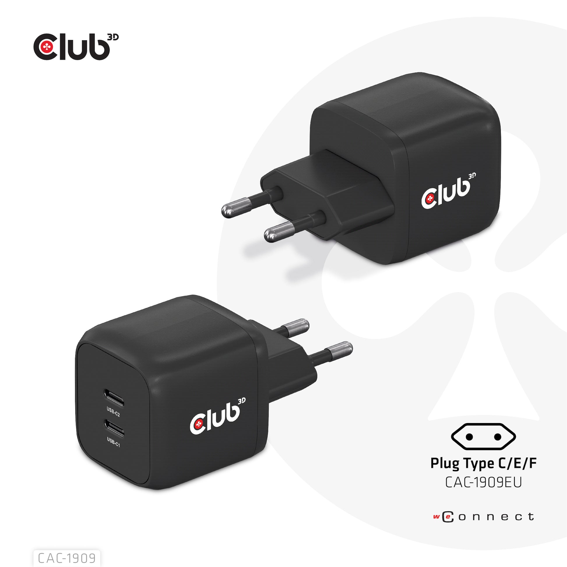 CLUB3D Club 3D USB-Ladegerät 100 W – USB-C×2 – PD, PPS, GaN
