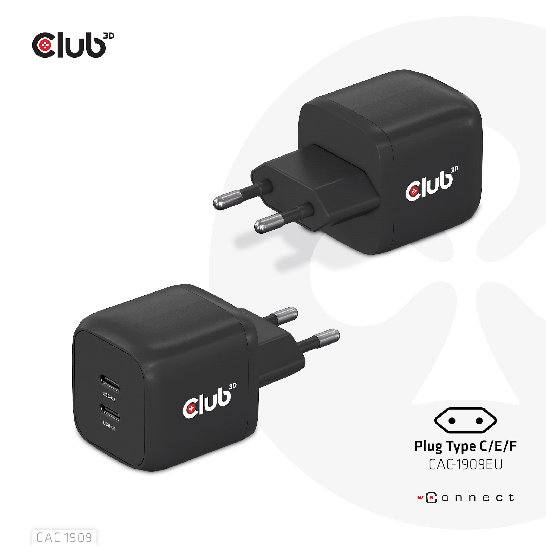 CLUB3D Club 3D USB-Ladegerät 100 W – USB-C×2 – PD, PPS, GaN