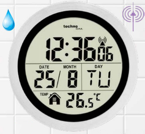 Technoline WT3005 Digitalwecker – Funk, Thermometer, 17,2 × 17,2 × 5,4 cm, Grau