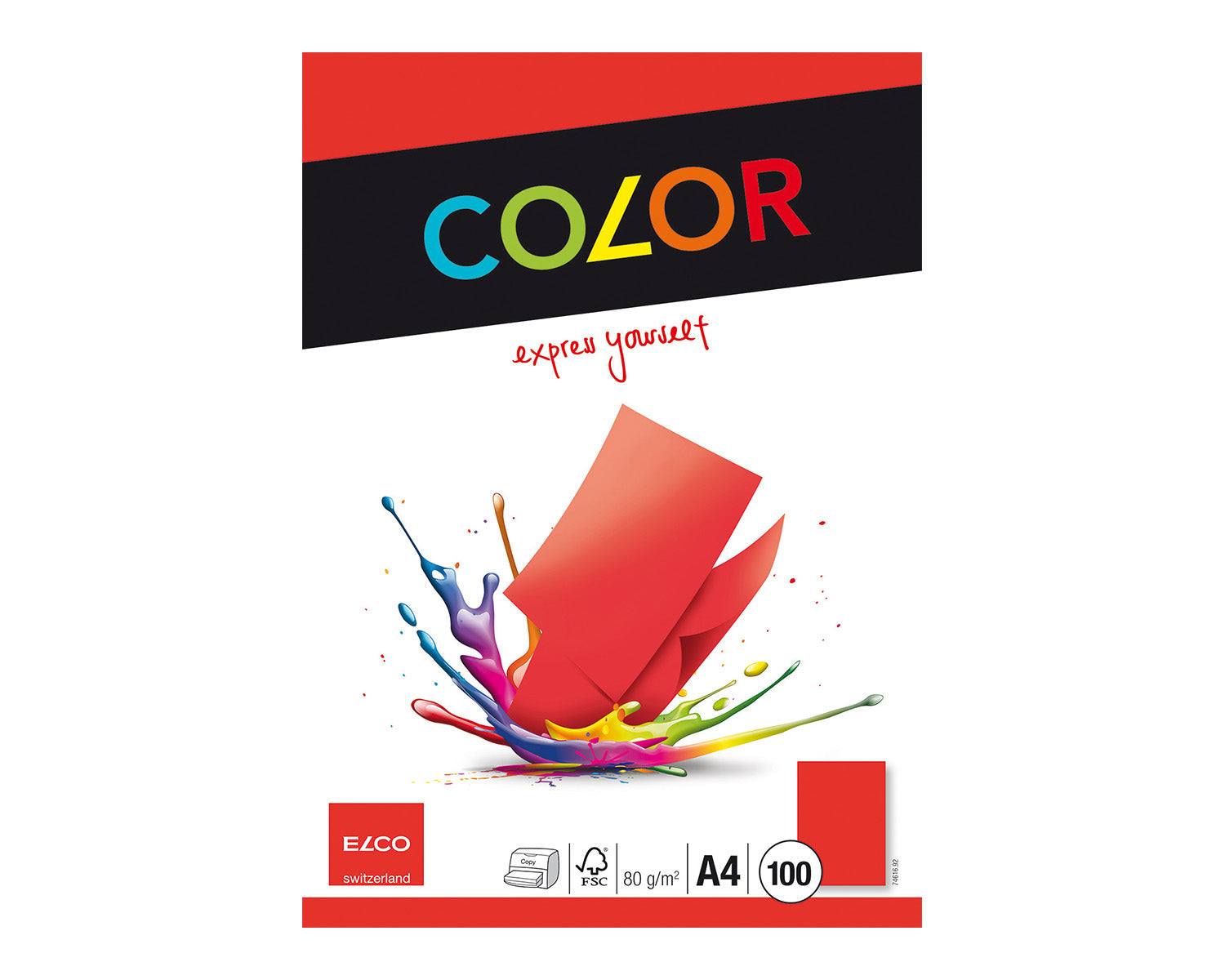 Elco Kopierpapier – A4, 80 g/m², intensivrot – für Inkjet/Laser/Kopierer – FSC – 100 Blatt
