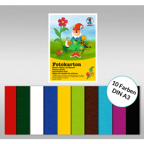 URSUS Fotokarton – A3, mehrfarbig, 300 g/m² – 10 Blatt