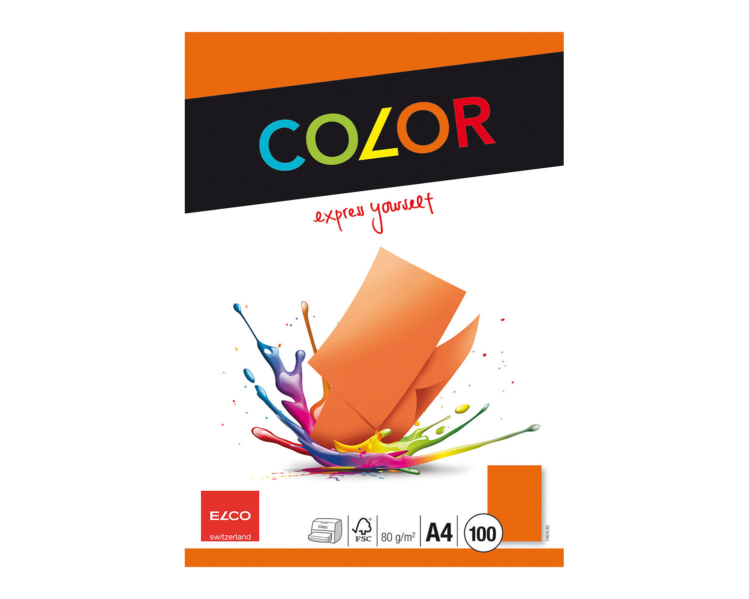 Elco Kopierpapier – A4, 80 g/m², Orange – für Inkjet/Laser/Kopierer – FSC – 100 Blatt