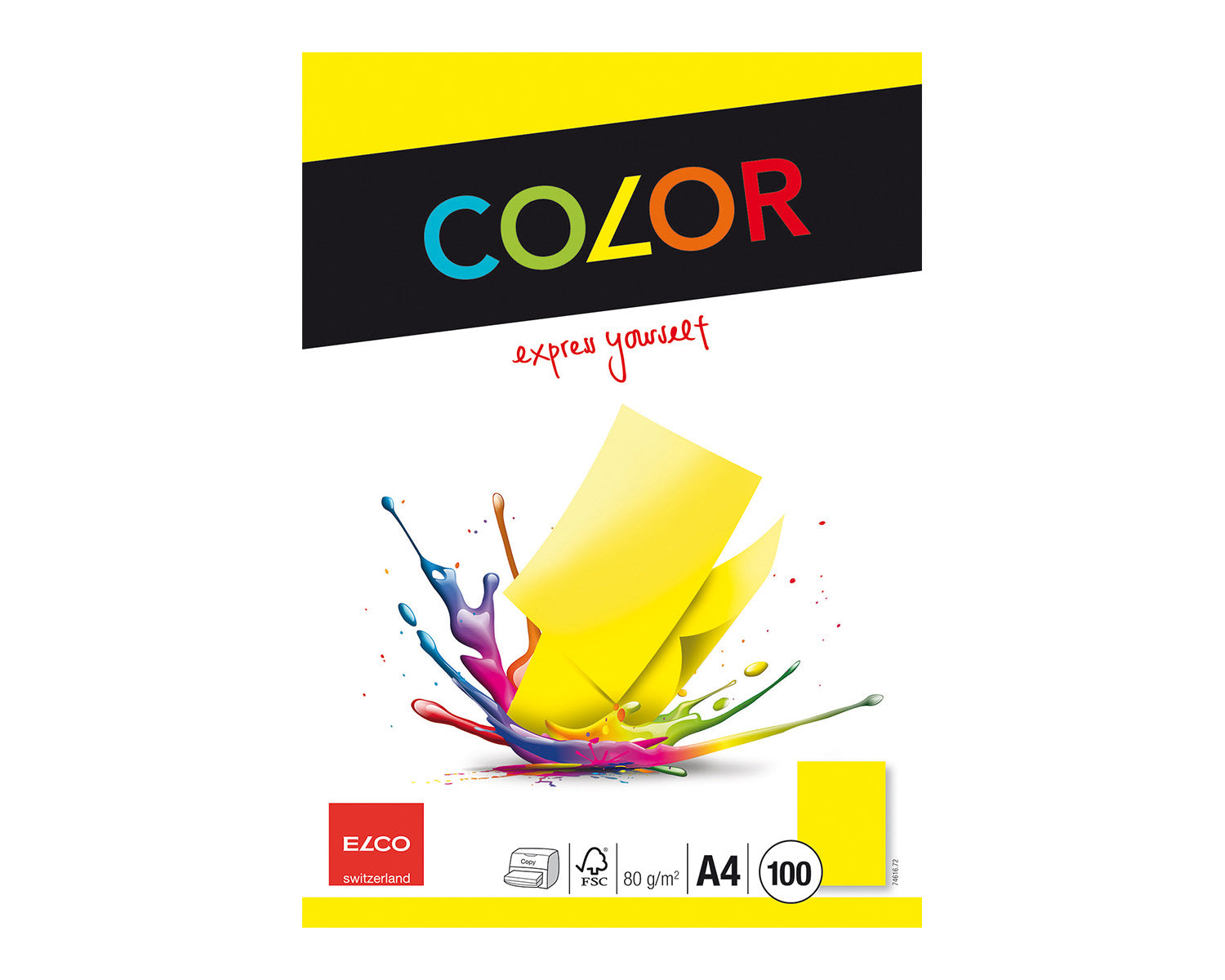 Elco Kopierpapier – A4, 80 g/m², intensivgelb – für Inkjet/Laser/Kopierer – FSC – 100 Blatt