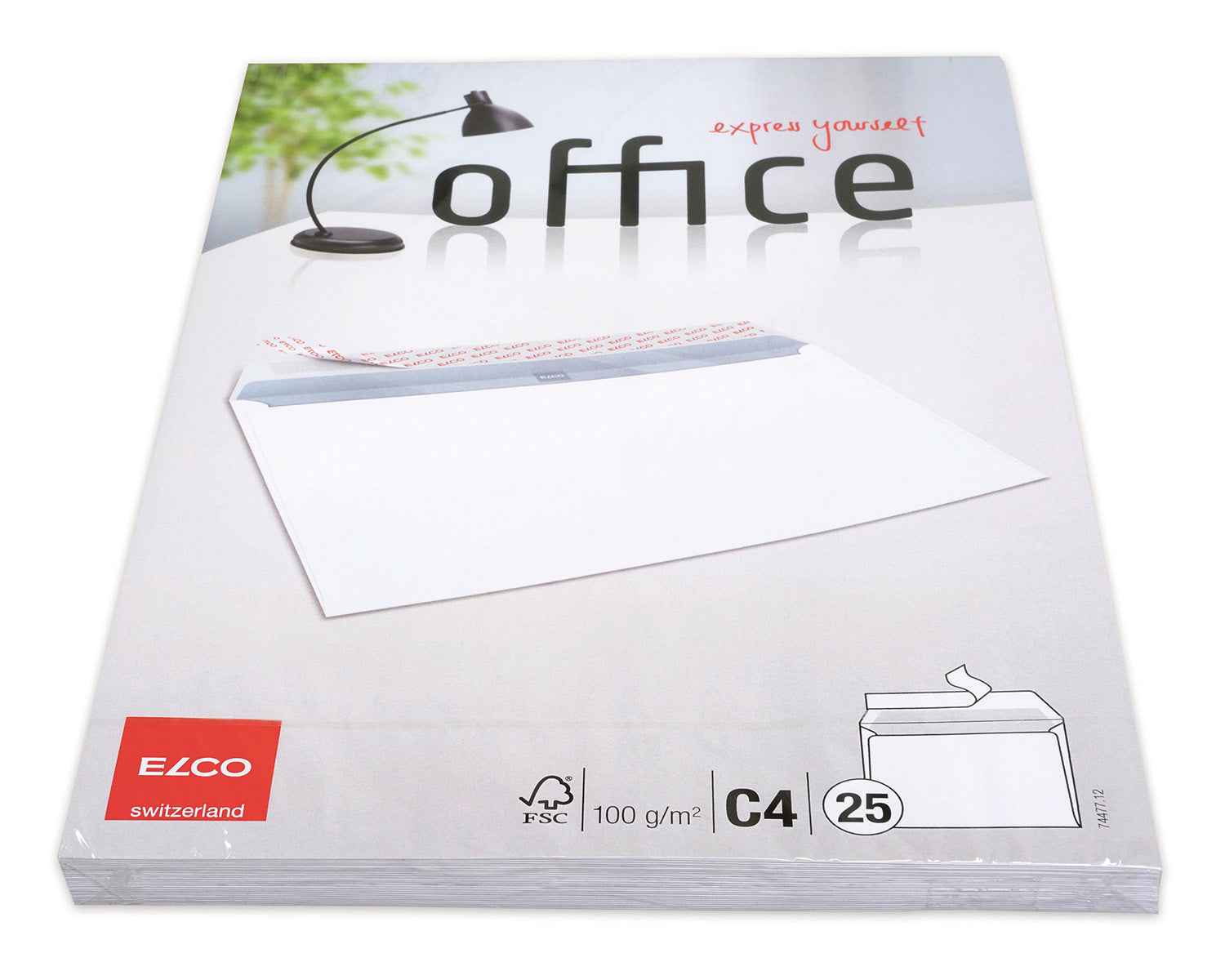 Elco Couvert C4, ohne Fenster, selbstklebend, hochweiss, 120 g/m², mit Innendruck – 25 Stk.