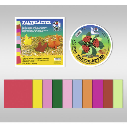 URSUS Origamipapier – 20 × 20 cm, mehrfarbig, 65 g/m² – 100 Blatt