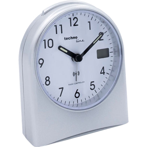Technoline WT755 Funkwecker – Analog, Schlummerfunktion, Hintergrundbeleuchtung, 5,5 × 11,5 × 9,5 cm, Silber