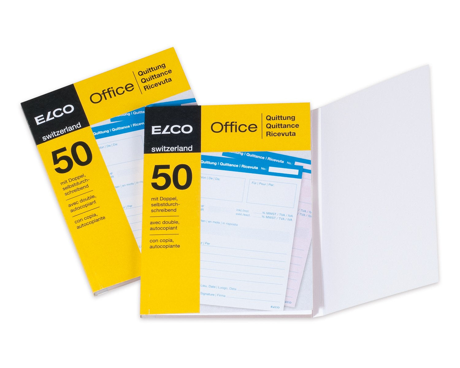 Elco Formularblock – Quittungen, mehrsprachig, 50 Blatt, A6