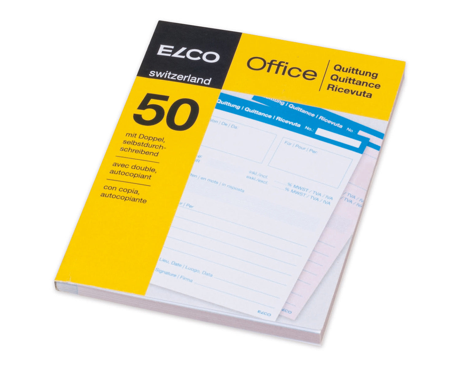Elco Formularblock – Quittungen, mehrsprachig, 50 Blatt, A6