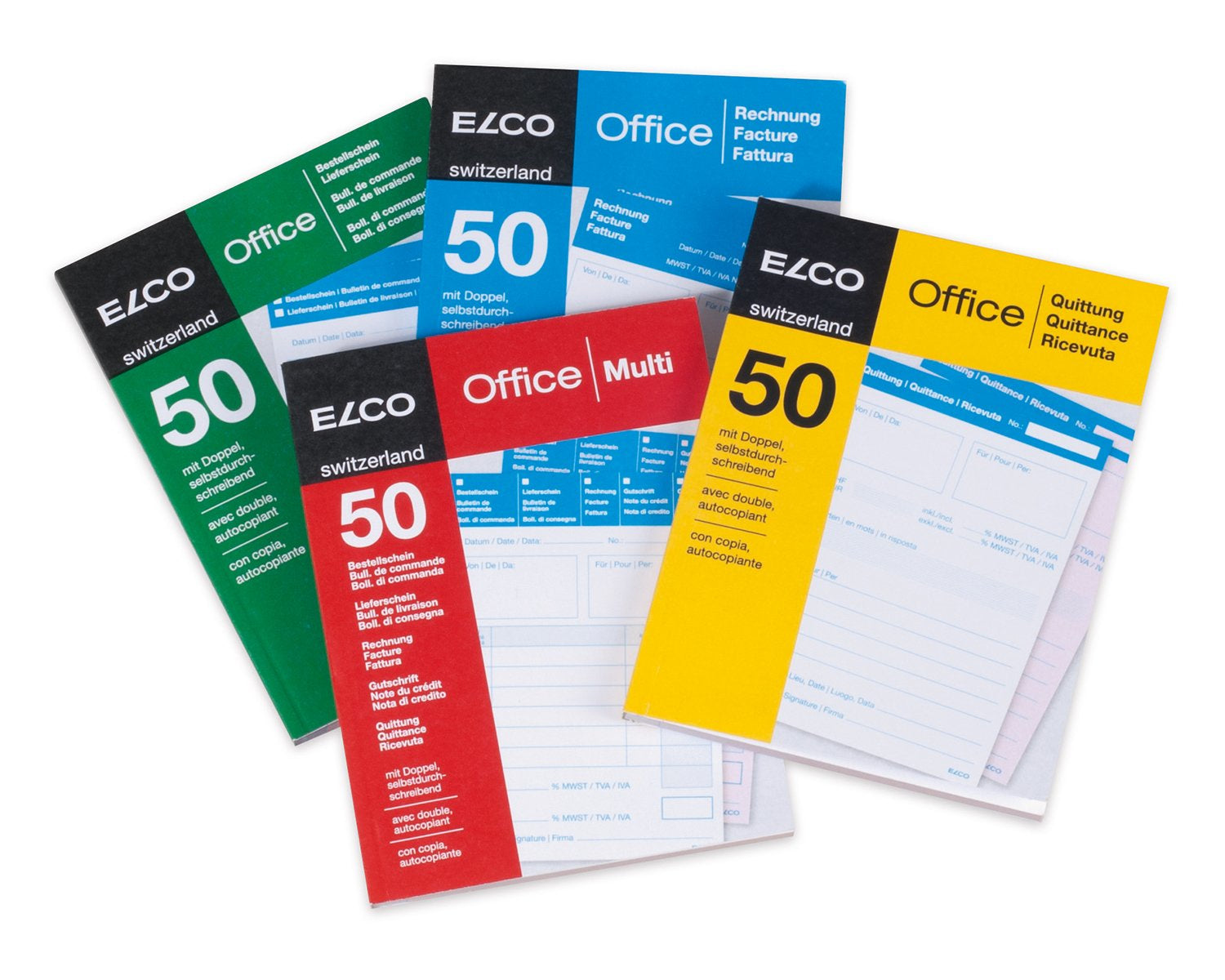 Elco Formularblock – Quittungen, mehrsprachig, 50 Blatt, A6