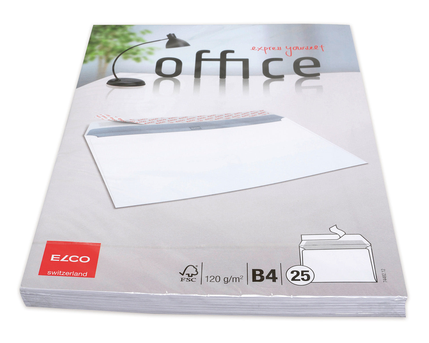 Elco Couvert B4, ohne Fenster, selbstklebend, hochweiss, 120 g/m², mit Innendruck – 25 Stk.
