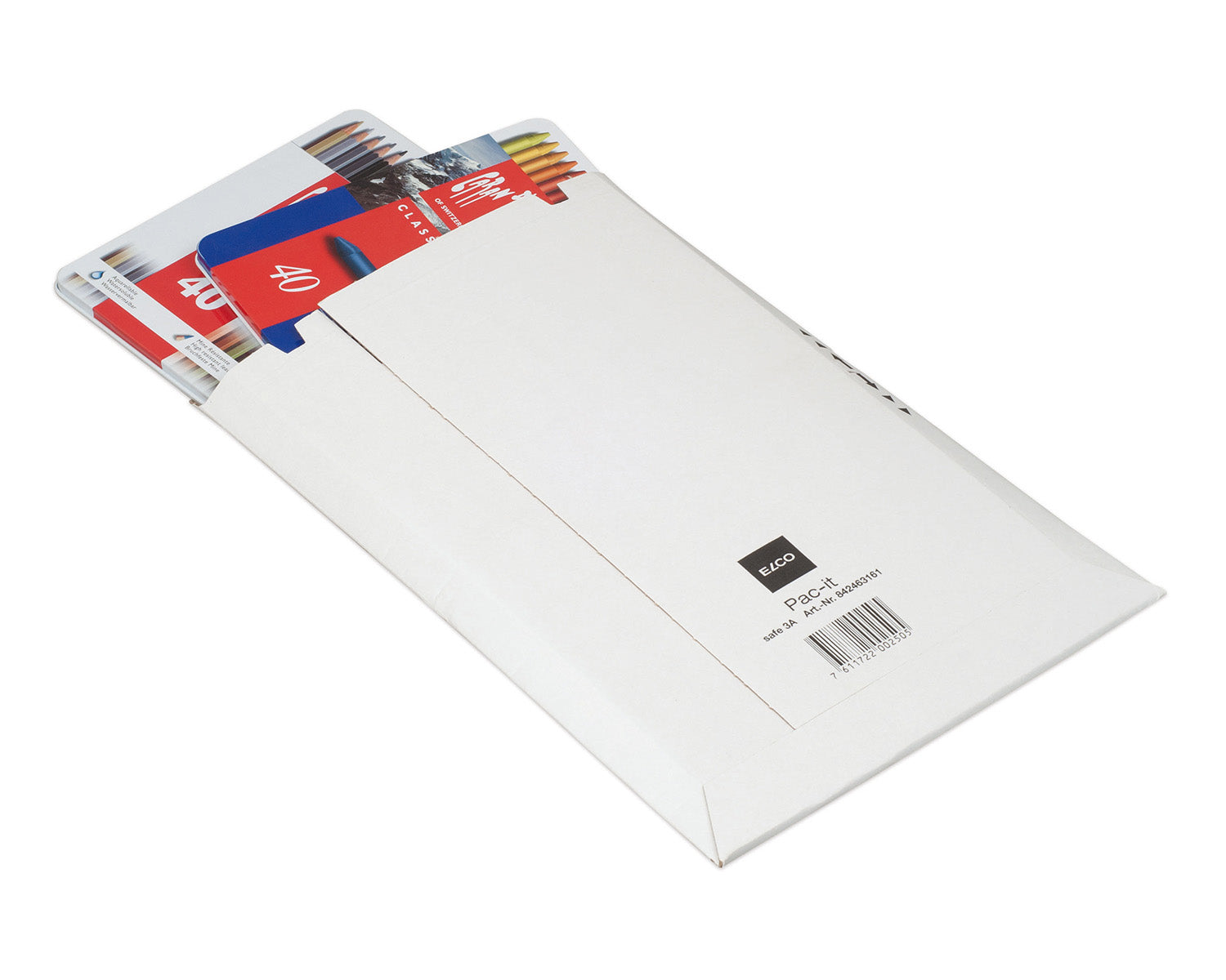 Elco Karton-Versandtasche – 240 × 340 mm, Karton, weiss, selbstklebend, Aufreissperforation