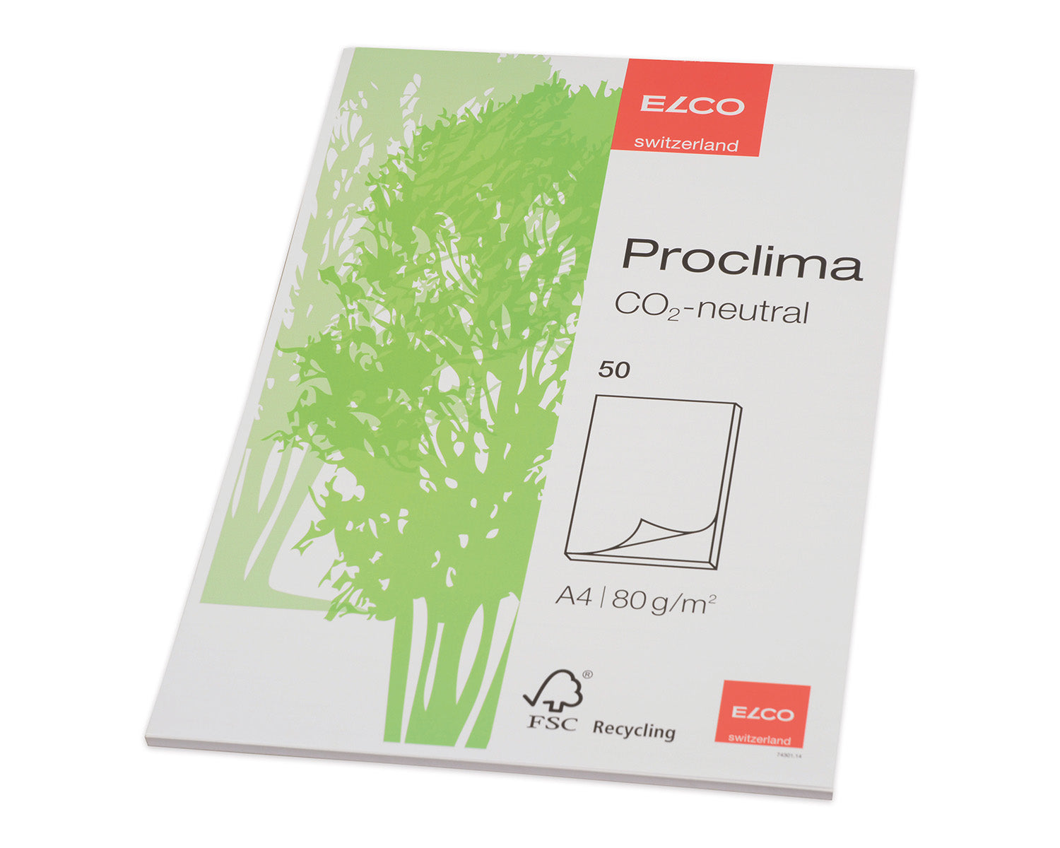 Elco Notizblock, A4, blanko, geheftet, 50 Blatt, perforiert, 80 g/m² – weiss