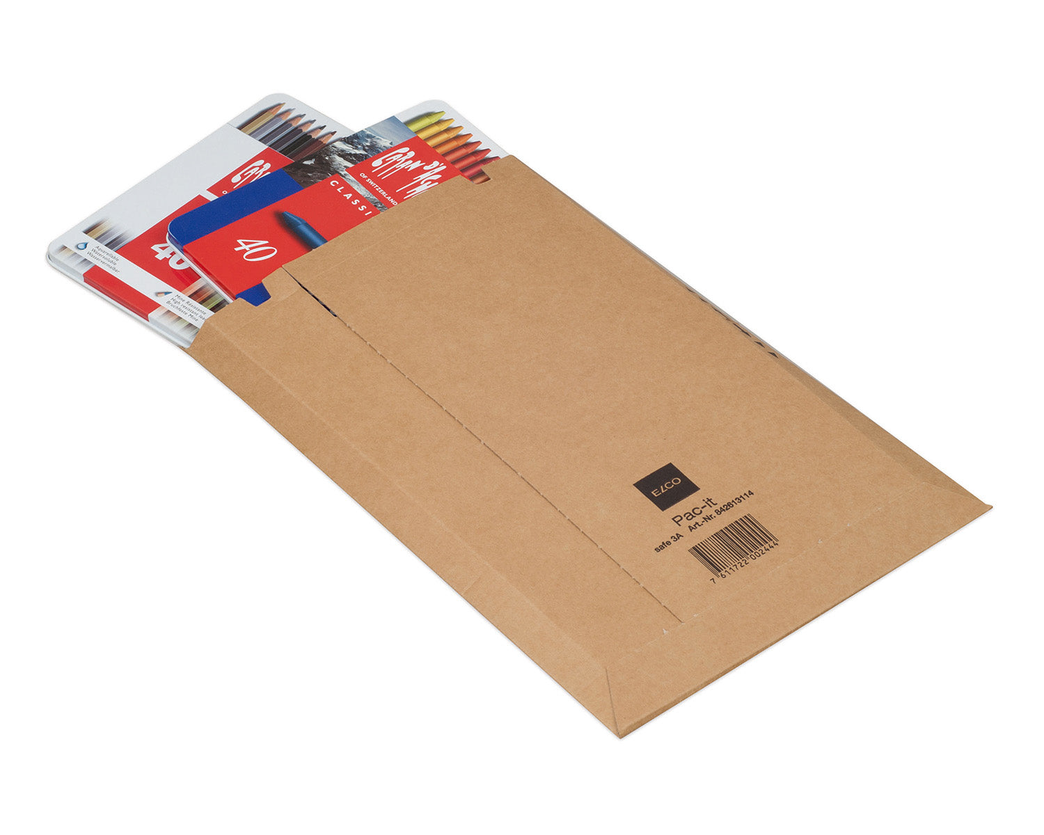 Elco Karton-Versandtasche – 240 × 340 mm, Wellkarton, Braun, Selbstklebend, Aufreissperforation