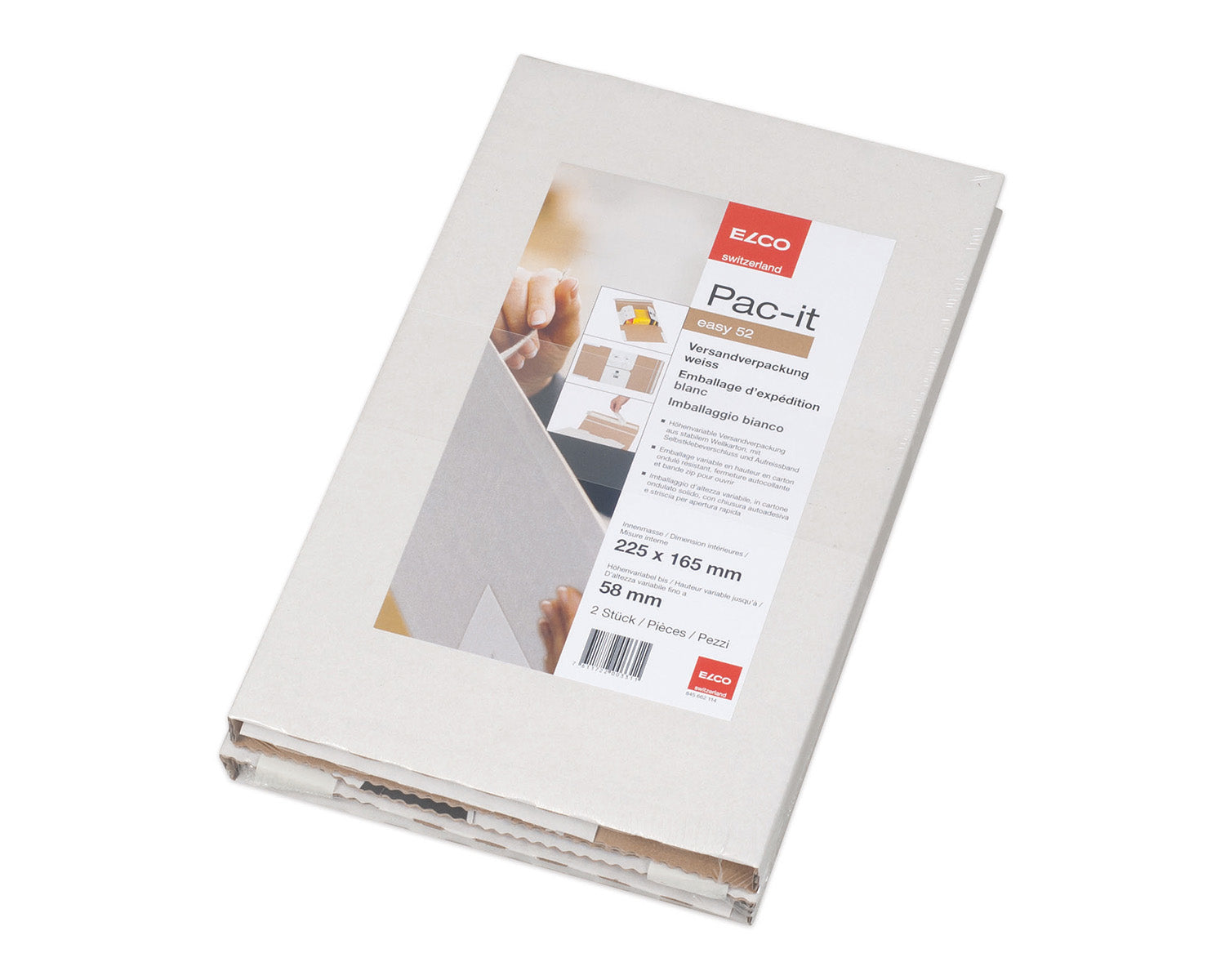 Elco Versandverpackung, weiss, mit Beschriftungsfeldern – 280 × 170 × 71 mm – 2 Stk.