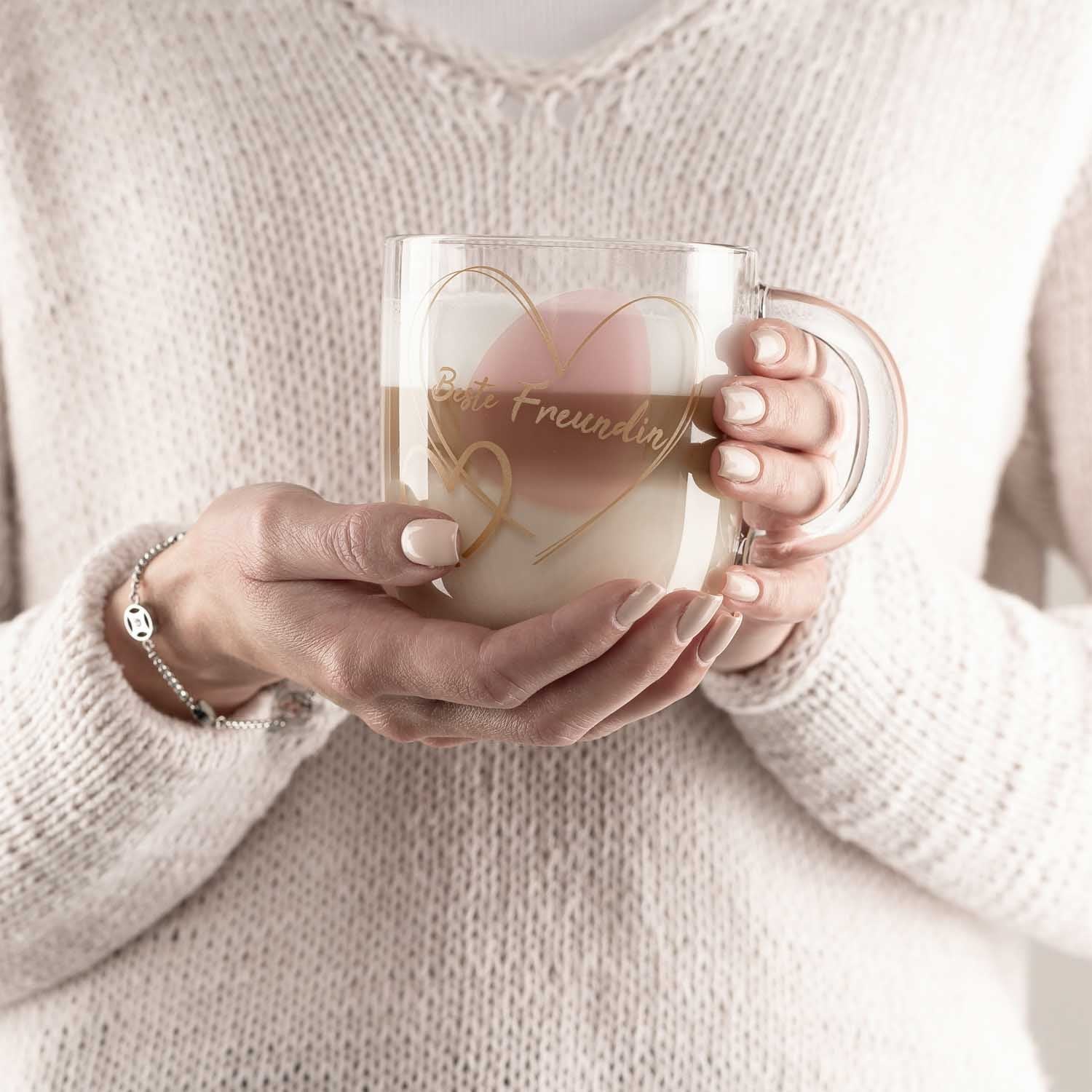 LEONARDO Kaffeetasse Emozione – 400 ml, Ø 8,7 cm (H 15 cm), Kalk-Natron-Glas, Transparent, mikrowellengeeignet
