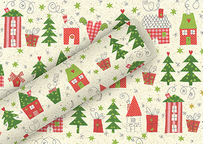 Braun + Company Geschenkpapier – Bullerbü, Weihnachten – Graspapier, 80 g/m2 – 700 × 1500 mm