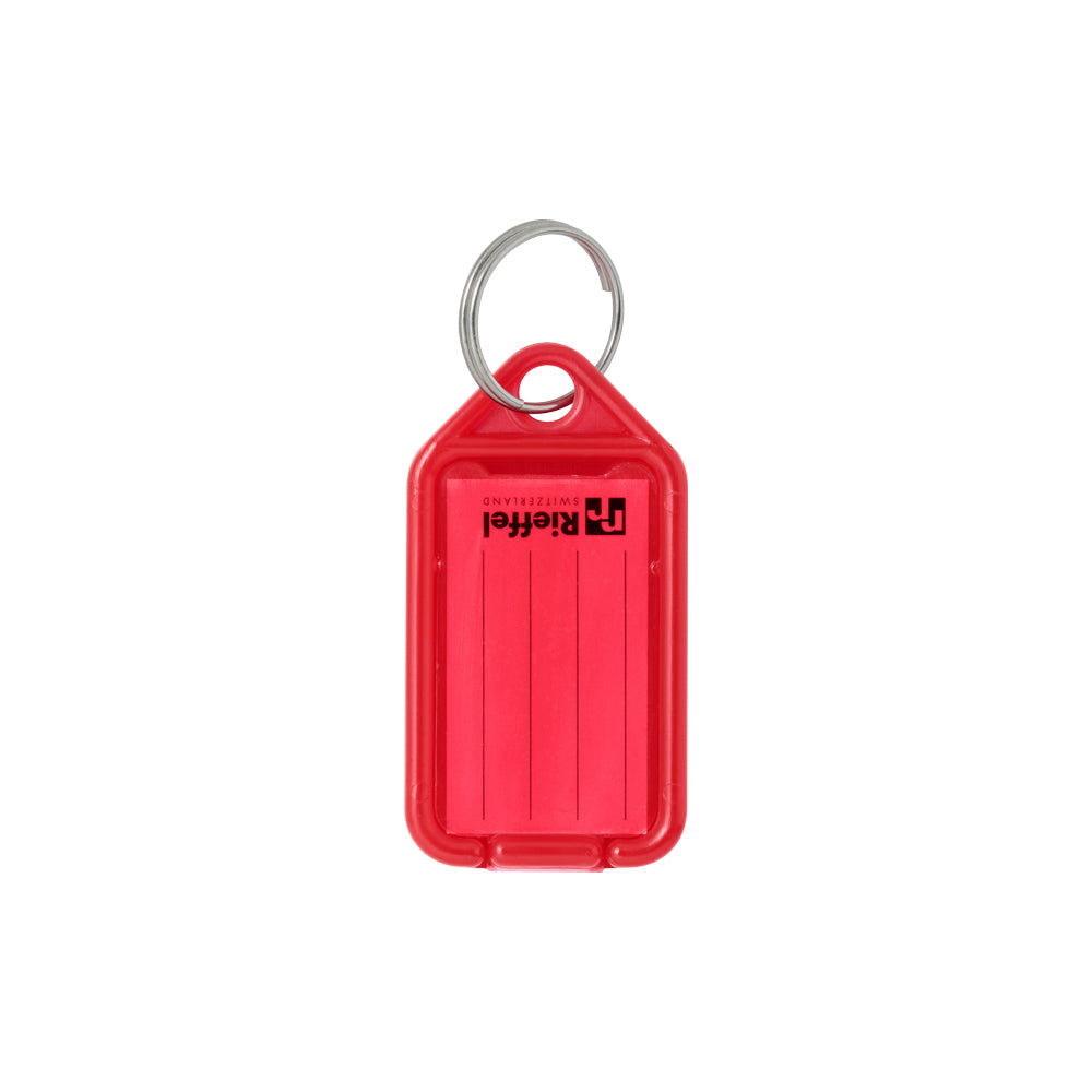 Rieffel Schlüsselschild – Rot, Polypropylen, Beschriftungsfeld 38 × 22 mm, mit Ring, 100 Stk.