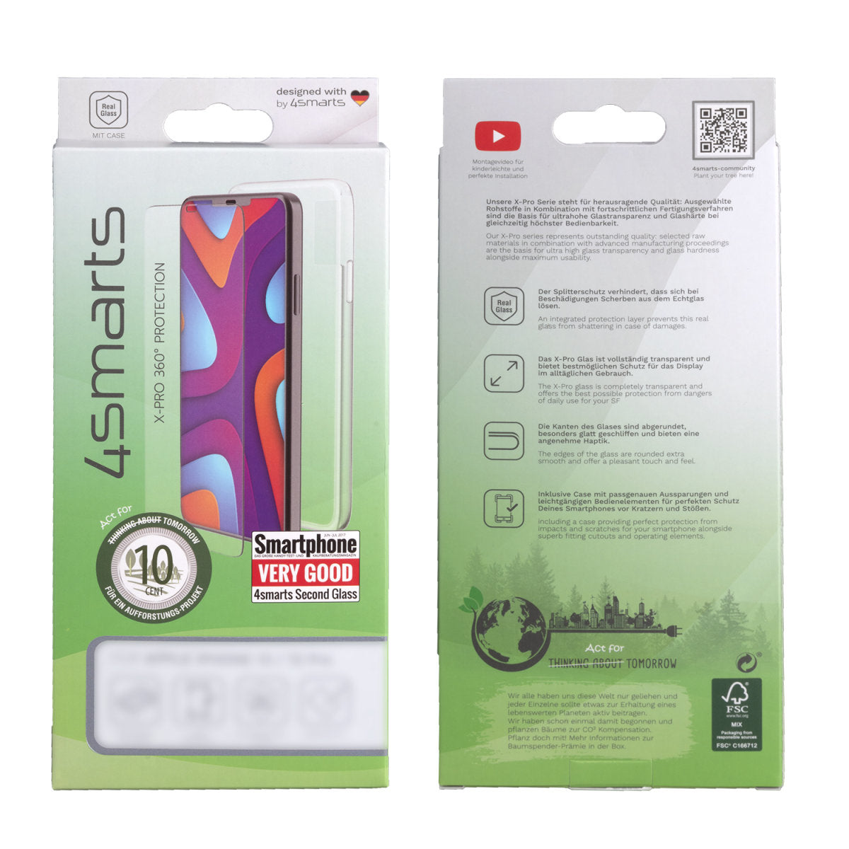 4smarts 360° Starter Set X-Pro Full Backcover – für Samsung Galaxy S23+, Glas+TPU, Transparent, Displayschutz