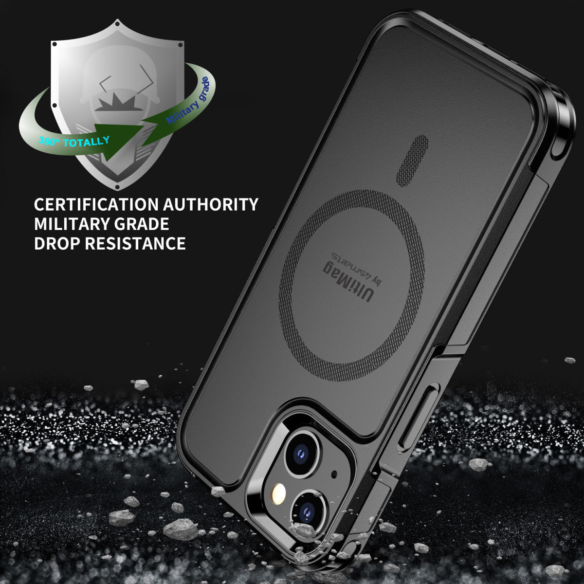 4smarts Defend Ultimag – Backcover – für Apple iPhone 14 Plus – PC+TPU, Schwarz, Kabelloses Laden