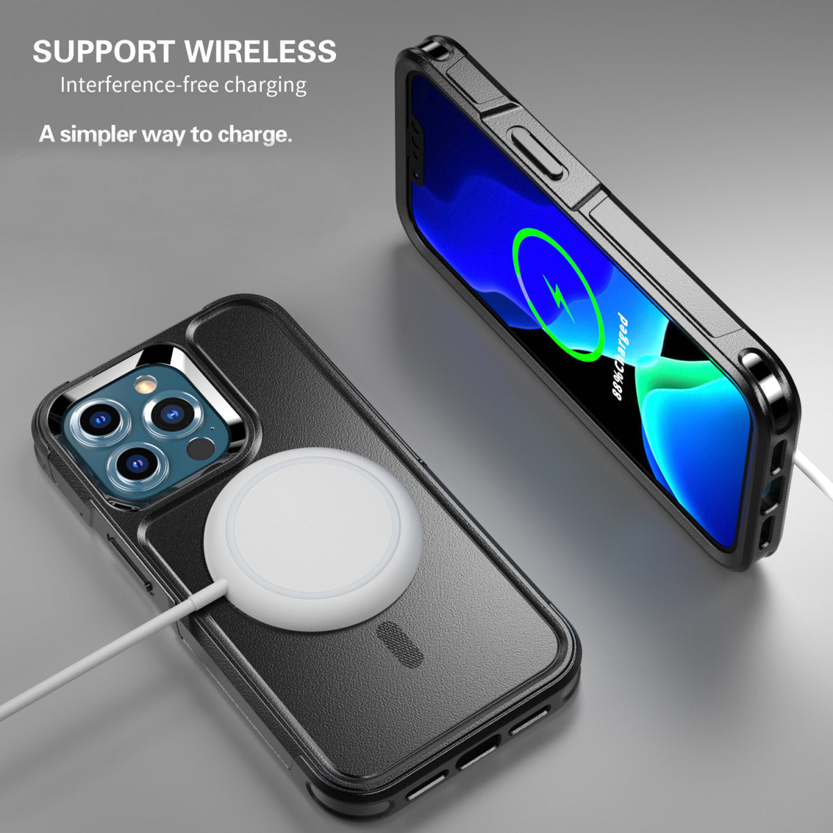4smarts Defend Ultimag – Backcover – für Apple iPhone 14 Plus – PC+TPU, Schwarz, Kabelloses Laden