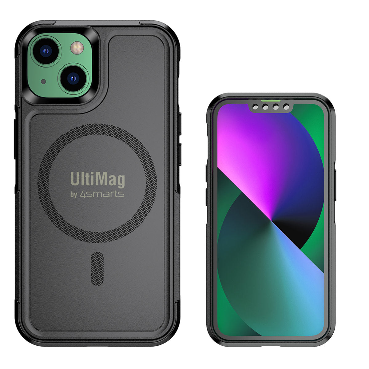 4smarts Defend Ultimag – Backcover – für Apple iPhone 14 Plus – PC+TPU, Schwarz, Kabelloses Laden
