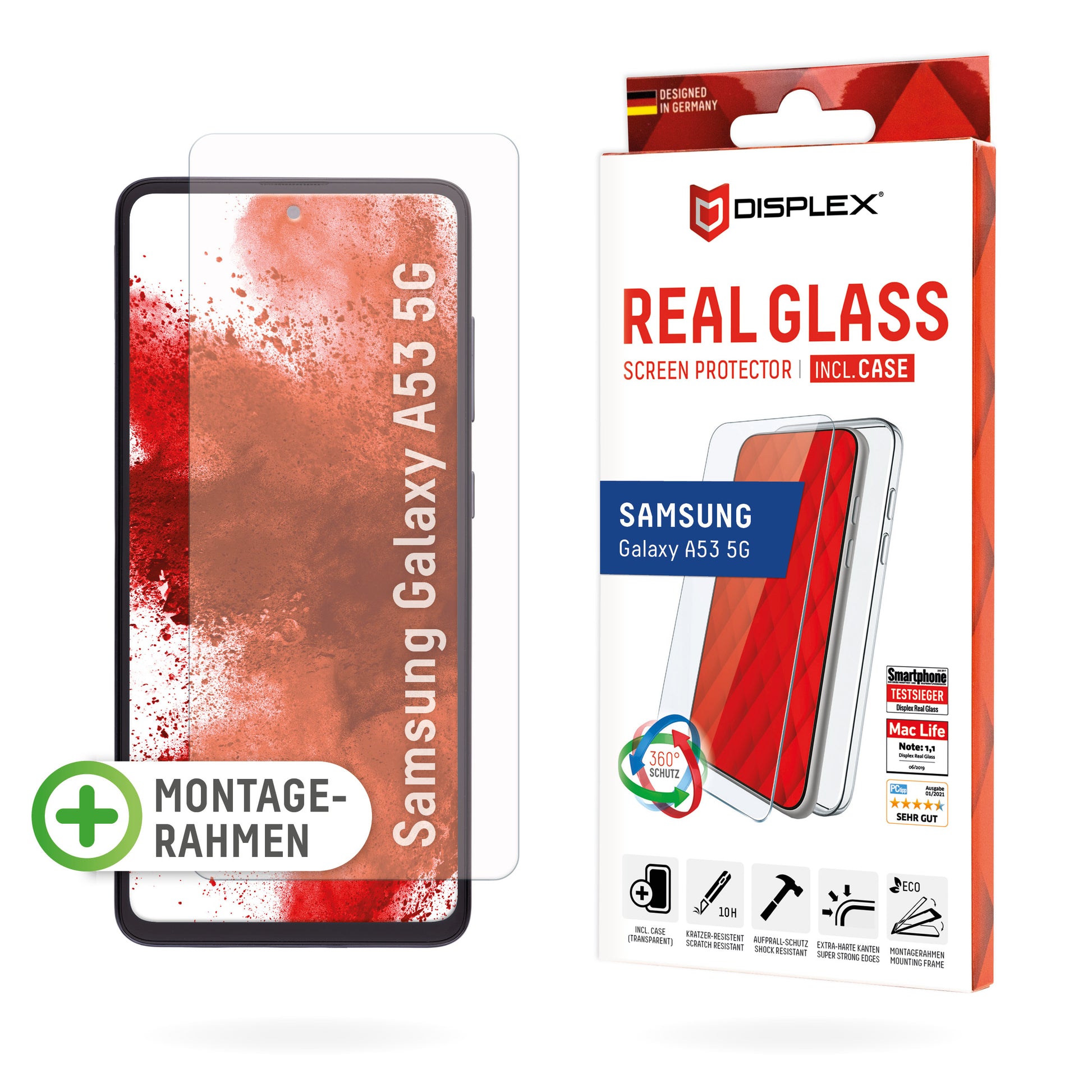 Displex Displayschutz (Panzerglas), 10H – für Galaxy A53 5G – mit Applikator