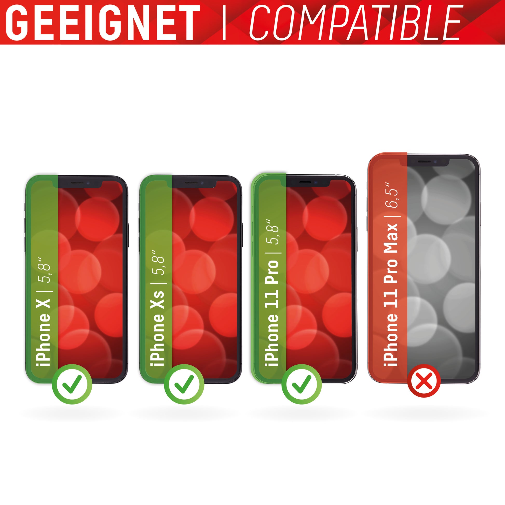 Displex Displayschutz (Panzerglas), 9H – für iPhone X/XS/11 Pro