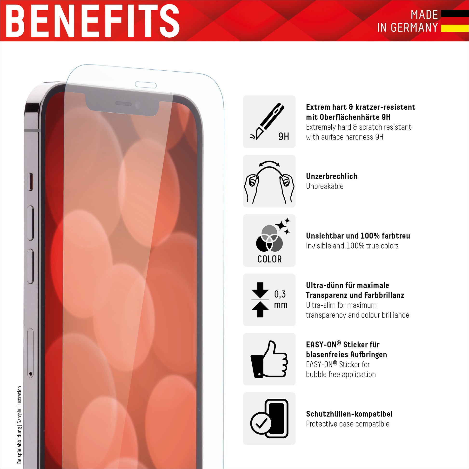Displex Displayschutz (Panzerglas), 9H – für iPhone 13 mini
