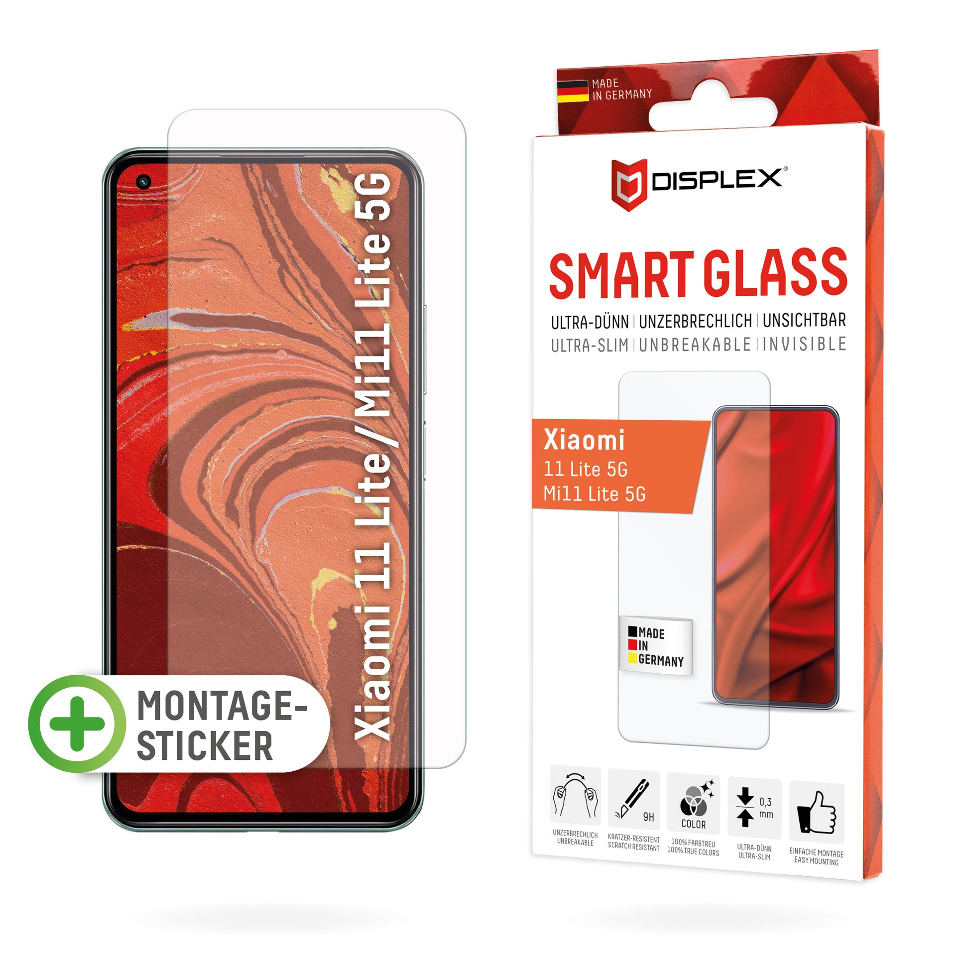 Displex Displayschutz (Panzerglas), 9H – für Xiaomi 11 Lite 5G