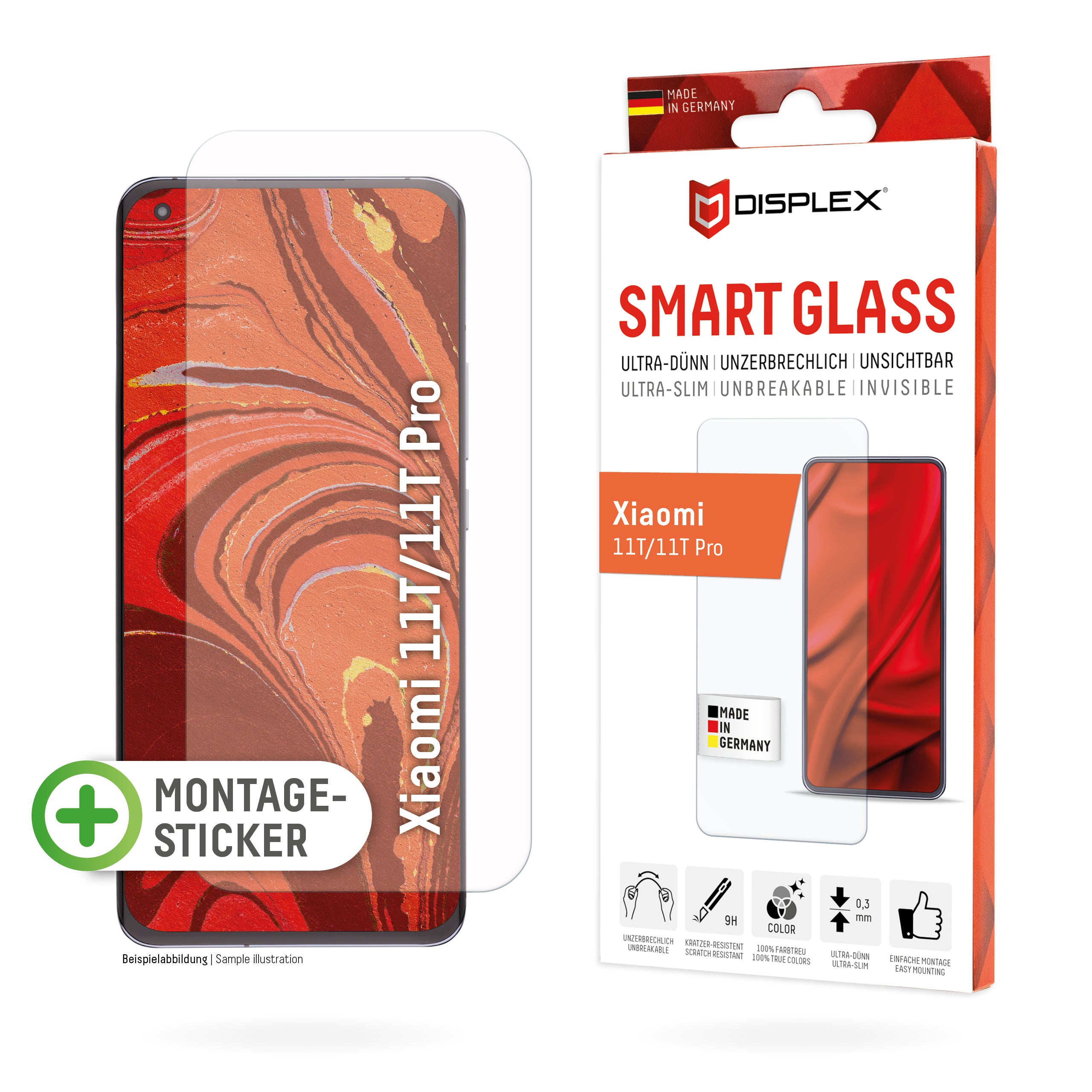 Displex Displayschutz (Panzerglas), 9H – für Xiaomi 11T/11T Pro