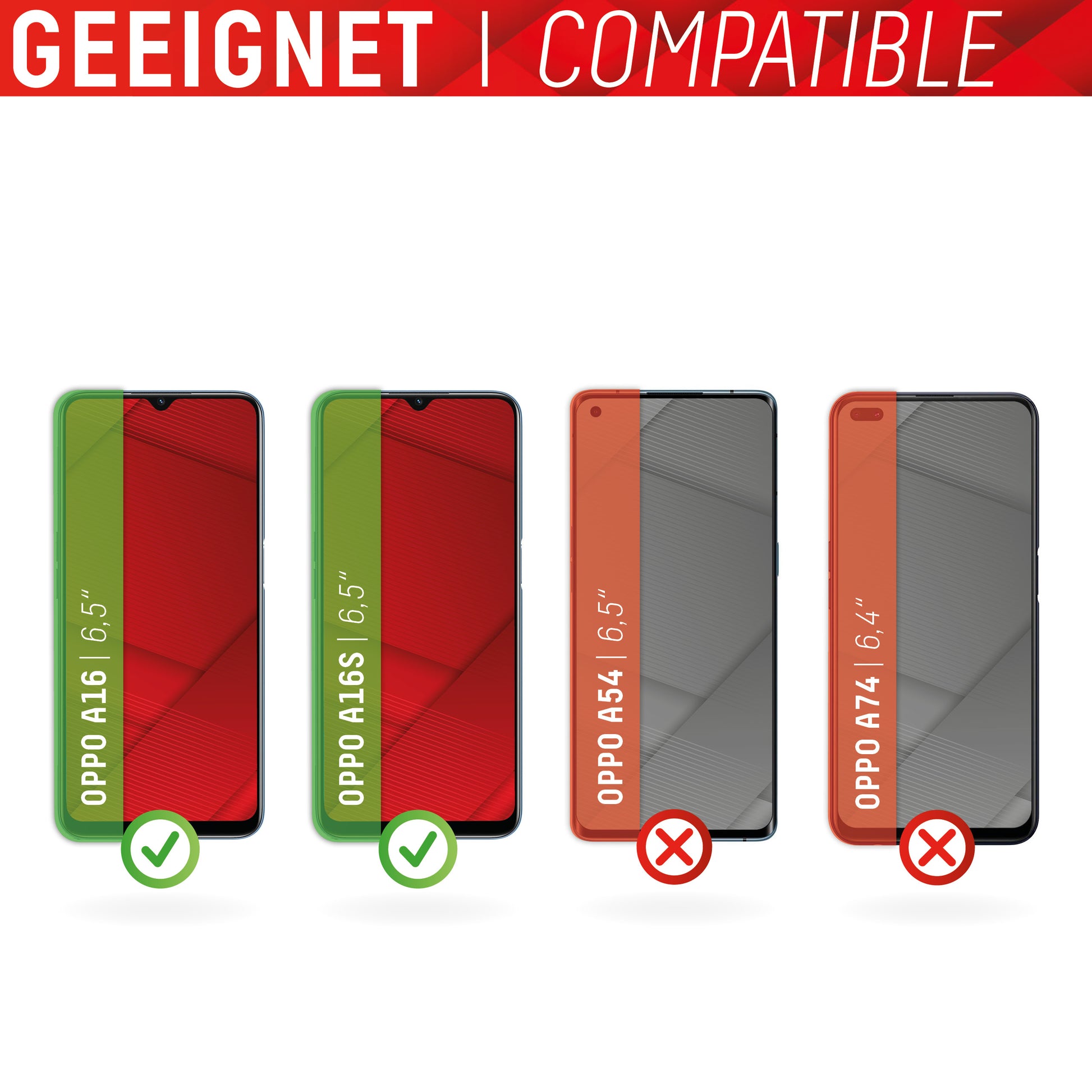 Displex Displayschutz (Panzerglas), 9H – für Oppo A16/A16s