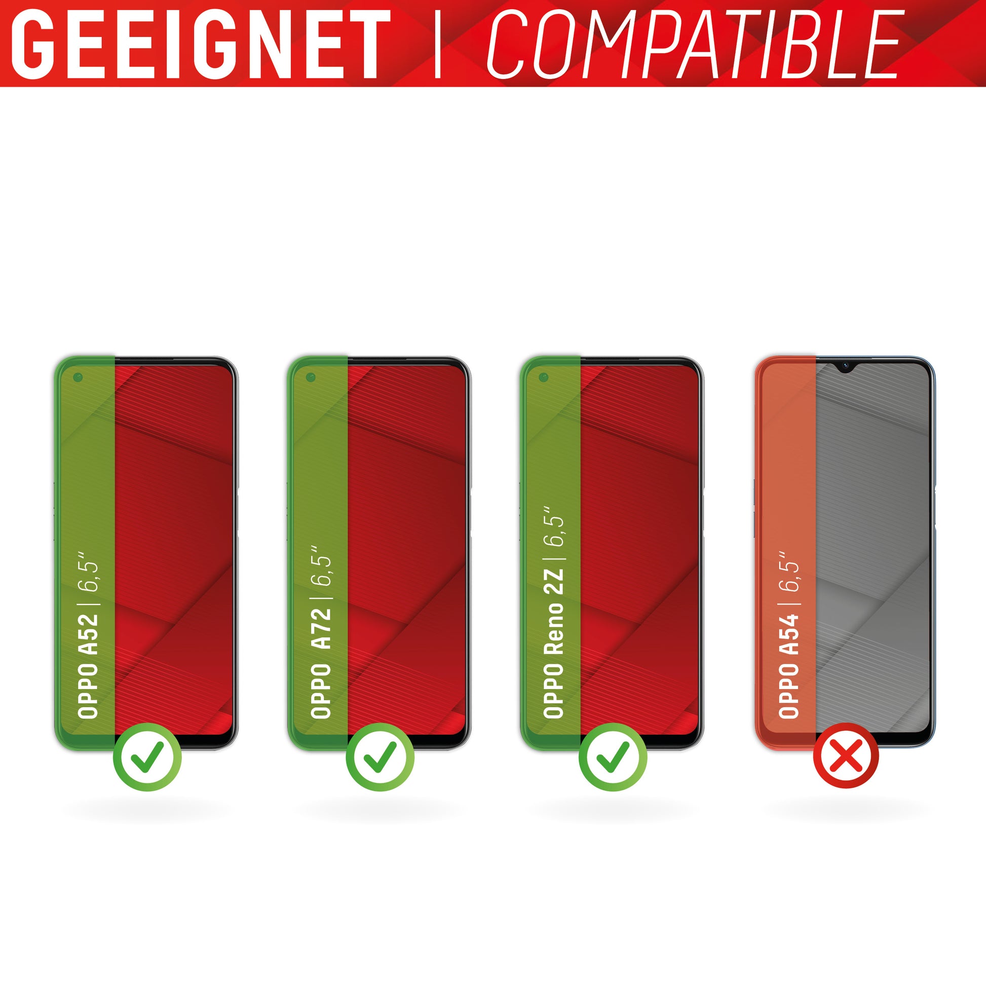 Displex Displayschutz (Panzerglas), 9H – für Oppo A52/A72/Reno 2Z