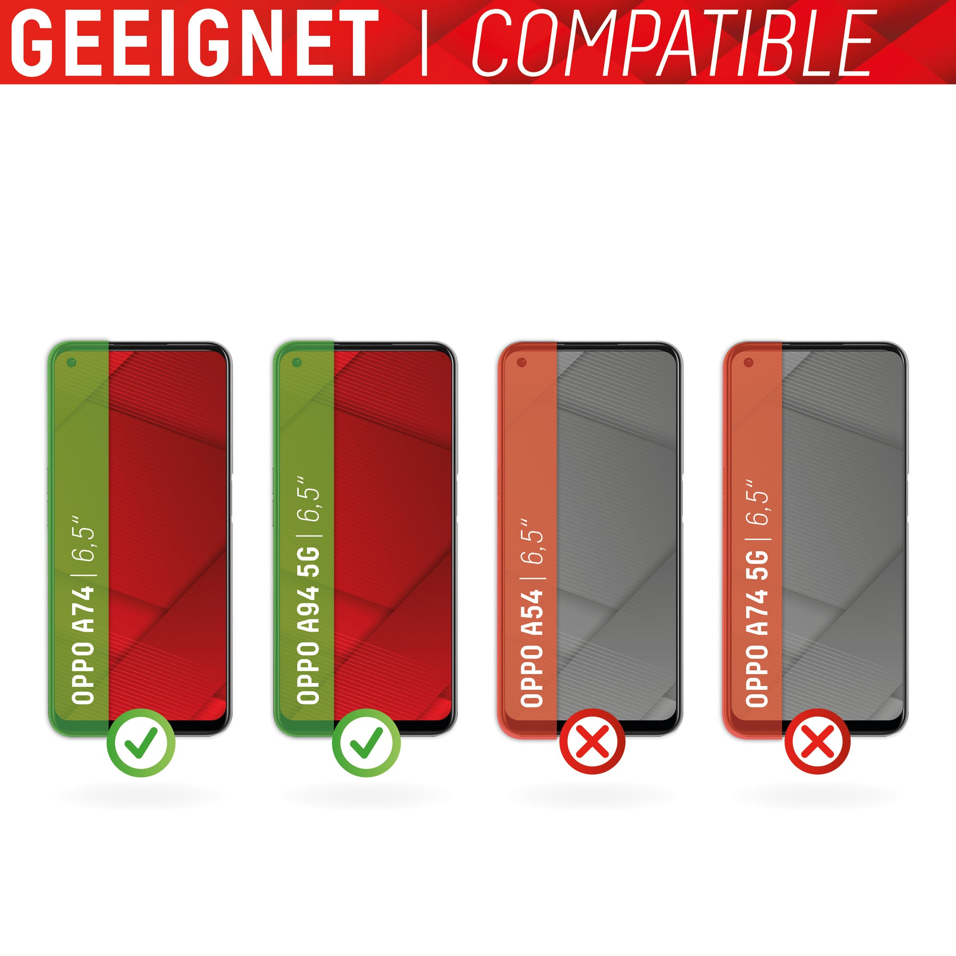 Displex Displayschutz (Panzerglas), 9H – für Oppo A74 4G/A94 4G