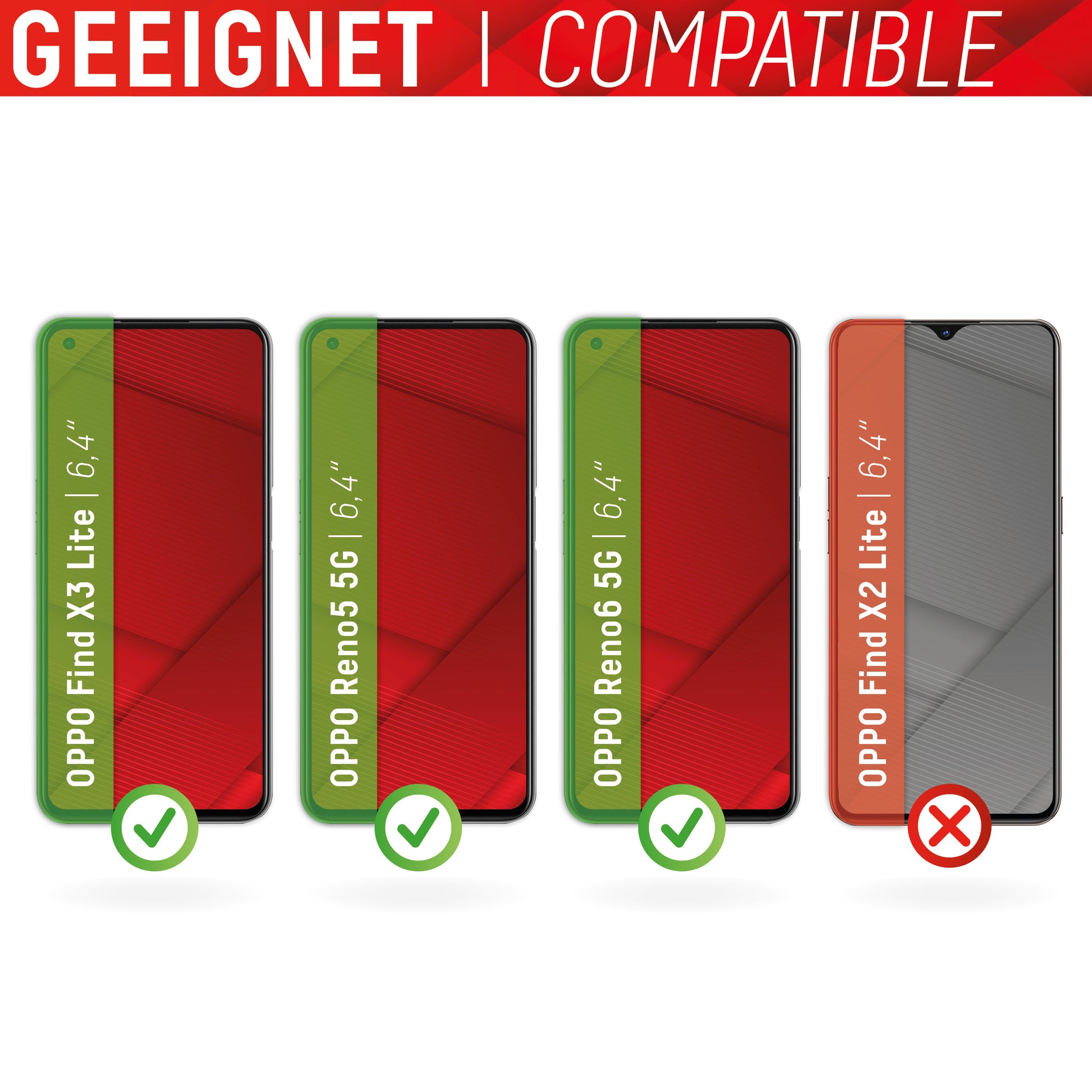 Displex Displayschutz (Panzerglas), 9H – für Oppo Find X3 Lite/Reno5/6 5G