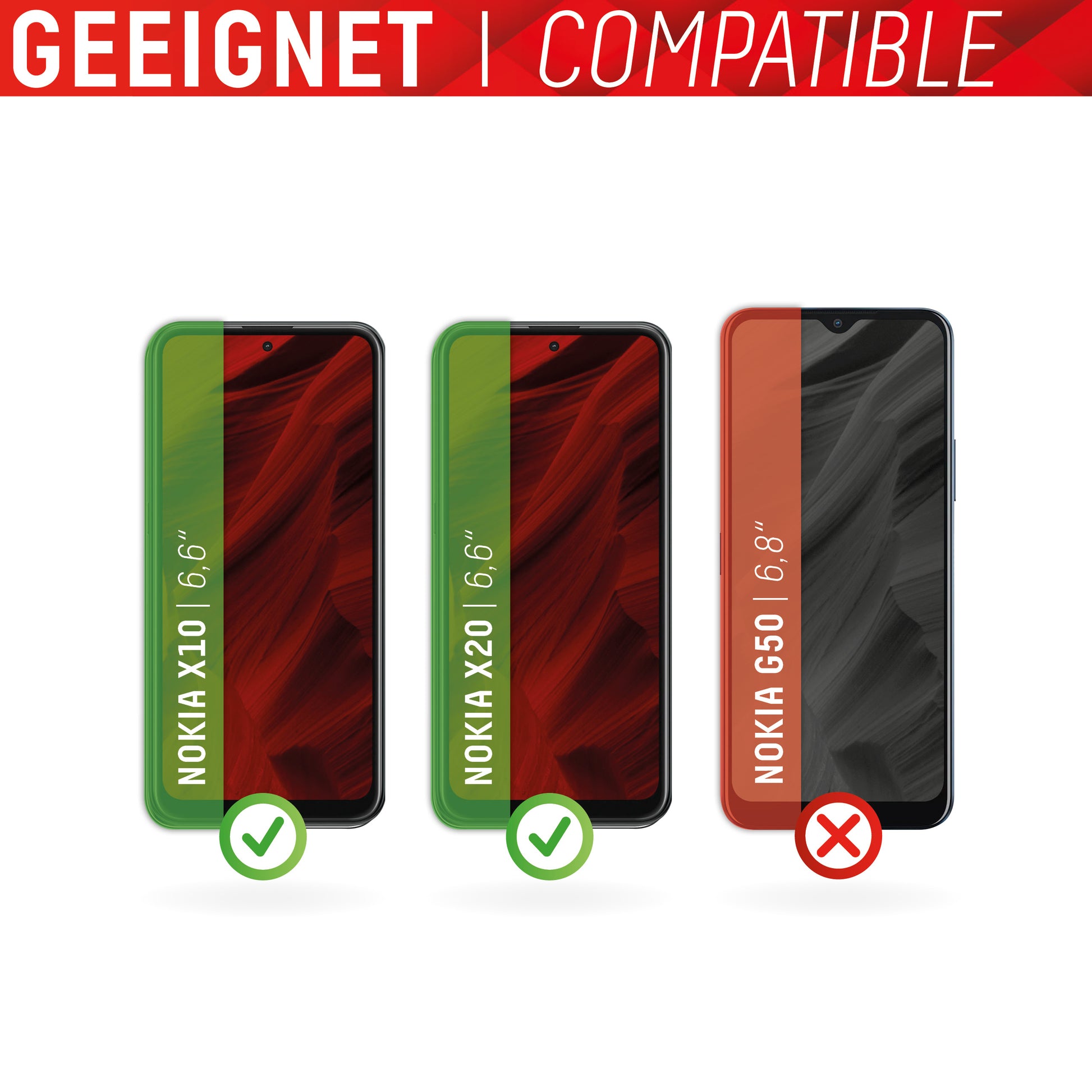 Displex Displayschutz (Panzerglas), 9H – für Nokia X10/X20