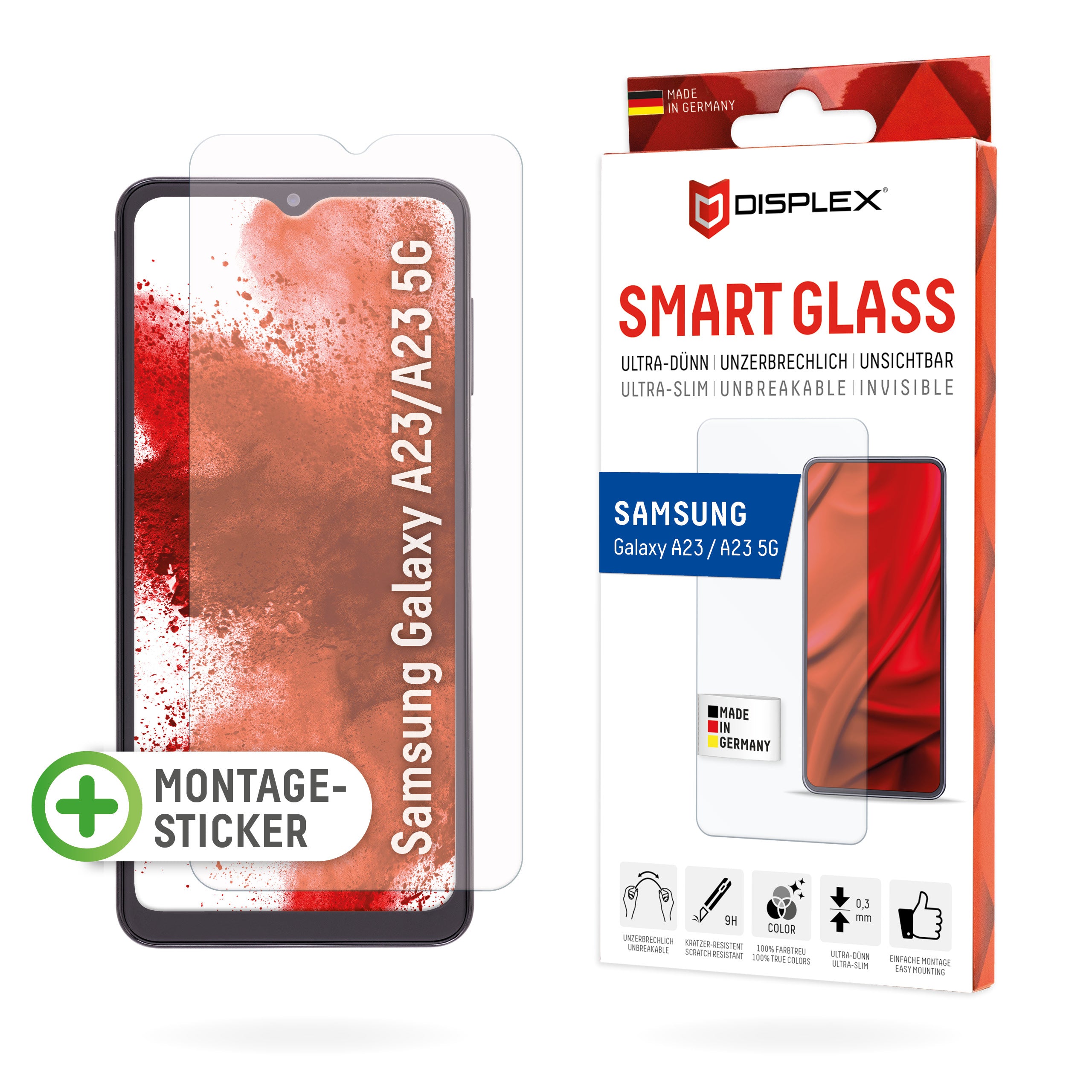 Displex Displayschutz (Panzerglas), 9H – für Galaxy A23/A23 5G