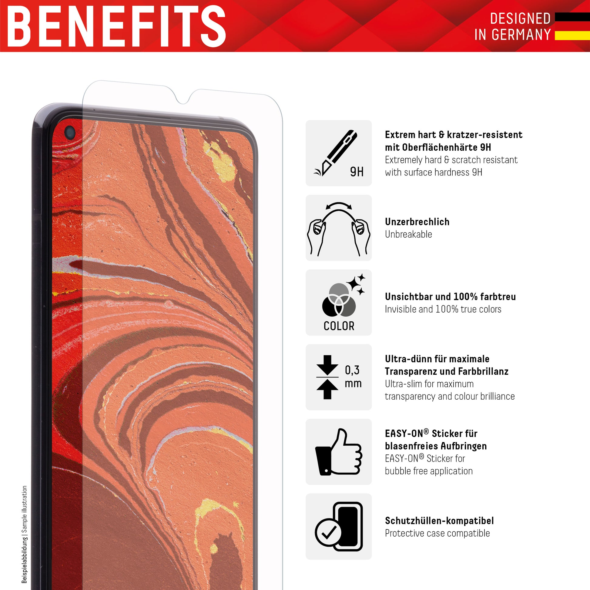 Displex Displayschutz (Panzerglas), 9H – für Redmi 10 5G