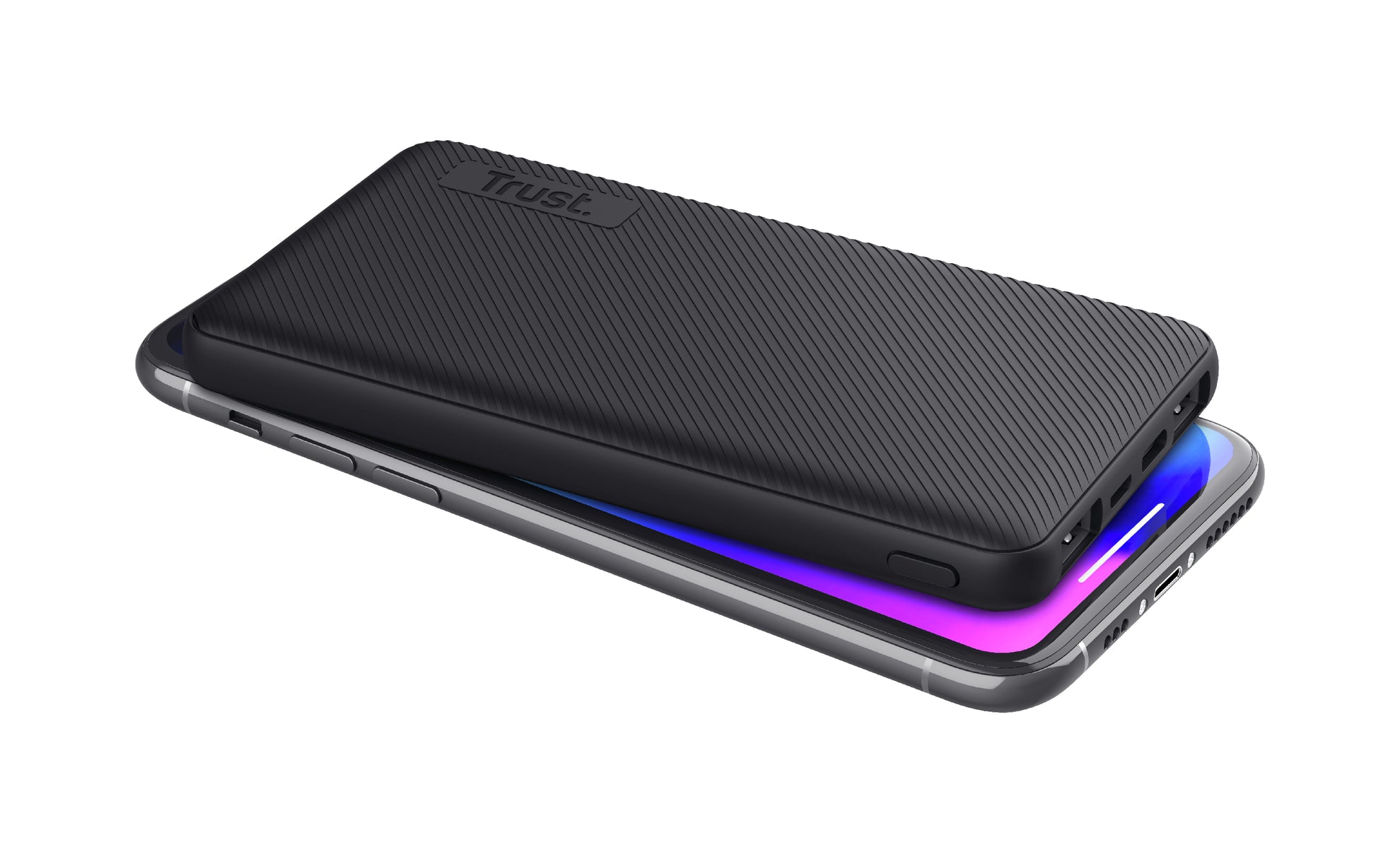 Trust Powerbank 10000 mAh, PD 15 W, 2× USB-A, 1× USB-C, für Smartphones und Tablets, Schwarz