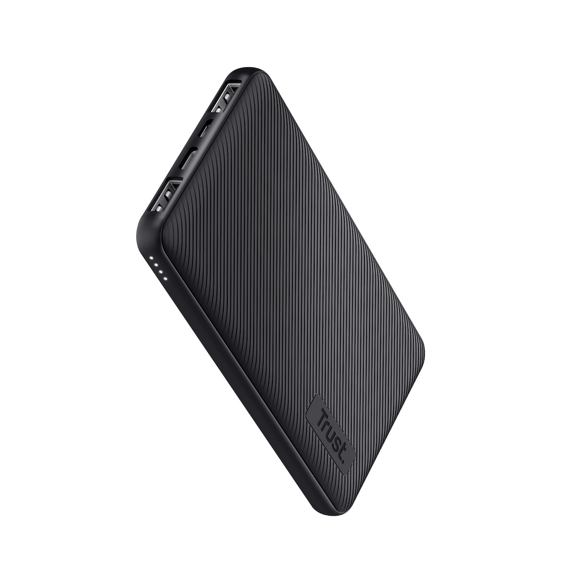 Trust Powerbank 10000 mAh, PD 15 W, 2× USB-A, 1× USB-C, für Smartphones und Tablets, Schwarz