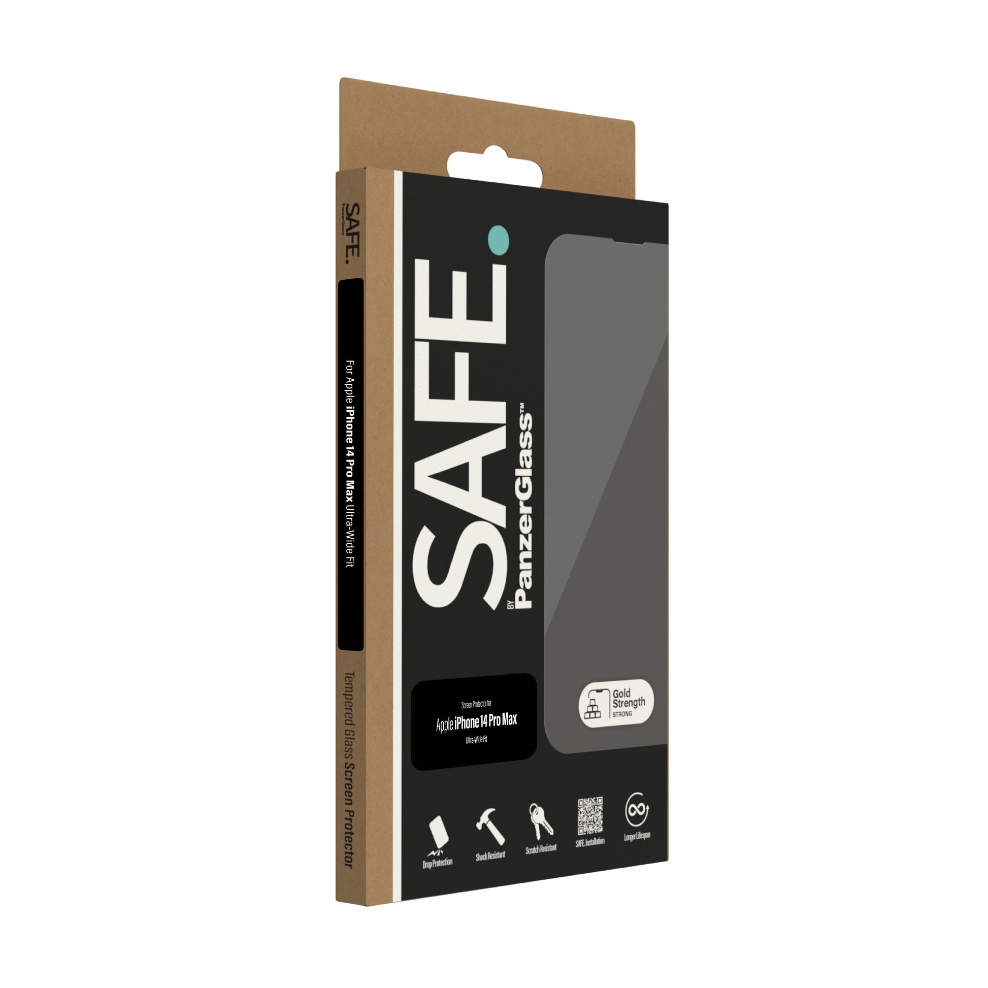 PanzerGlass SAFE. – Displayschutz (Panzerglas), Ultra-Weit Passform – für iPhone 14 Pro Max
