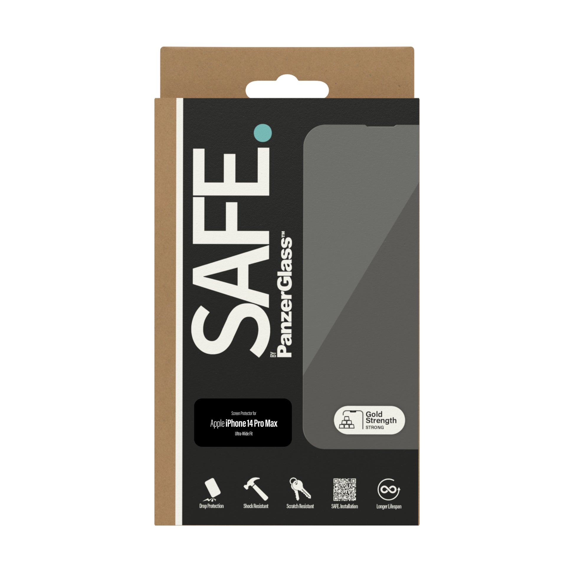 PanzerGlass SAFE. – Displayschutz (Panzerglas), Ultra-Weit Passform – für iPhone 14 Pro Max
