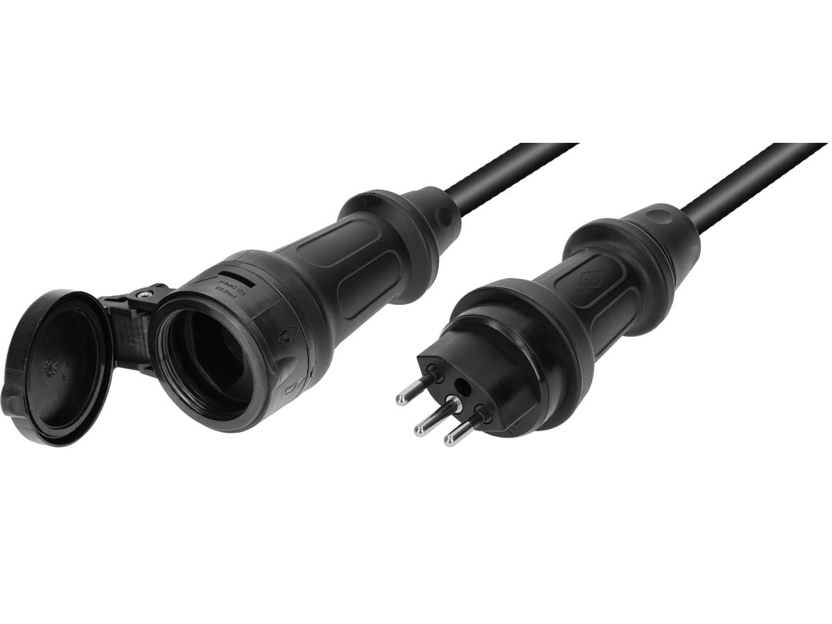 Max Hauri AG Max Hauri Verlängerungskabel – T13–T13, 10 m, IP55, aussen, 3×1,5 mm², schwarz/blau