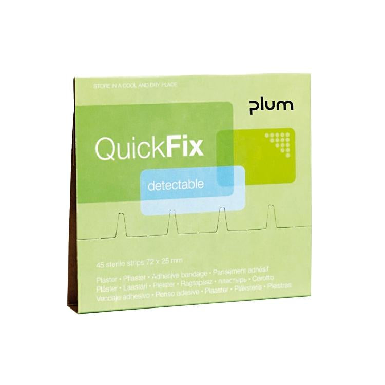 Plum Nachfüllpackung für erkennbare Pflaster – 45 Stück, für QuickFix Spender, 75 × 25 mm, Blau