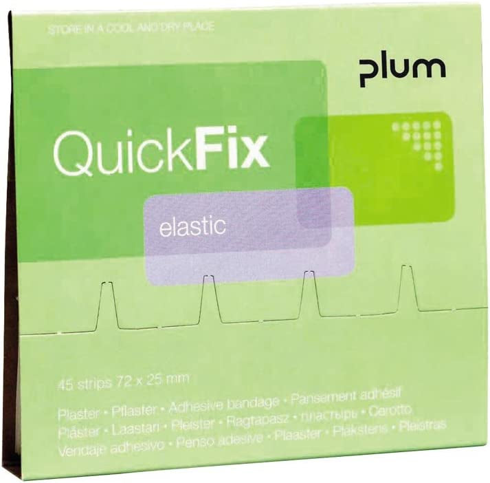 Plum QuickFix Elastic Pflaster-Nachfüllpackung – 45 Stück, 75 × 25 mm, wasserabweisend, atmungsaktiv