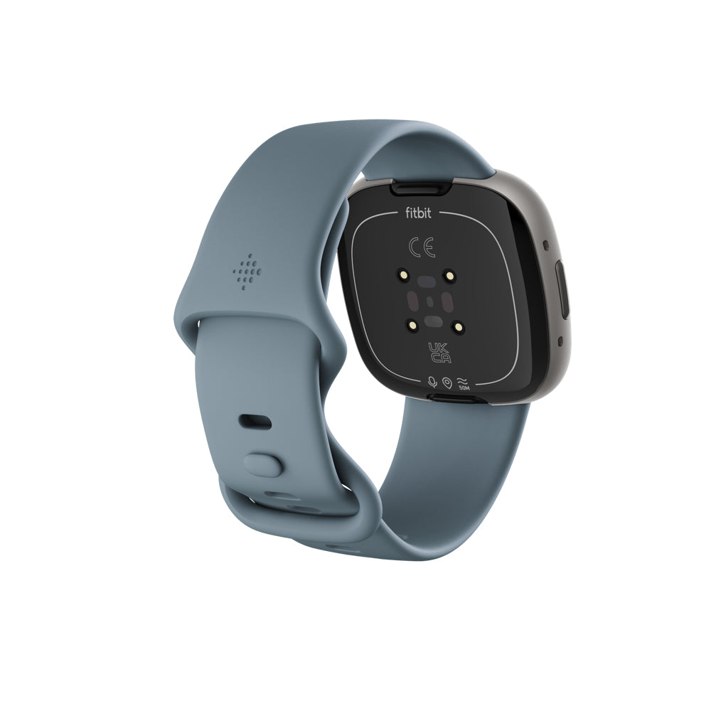 Fitbit Versa 4 – Smartwatch – 40,5 mm, GPS, Gorilla Glass 3, 50 m, Wasserfallblau / Platin