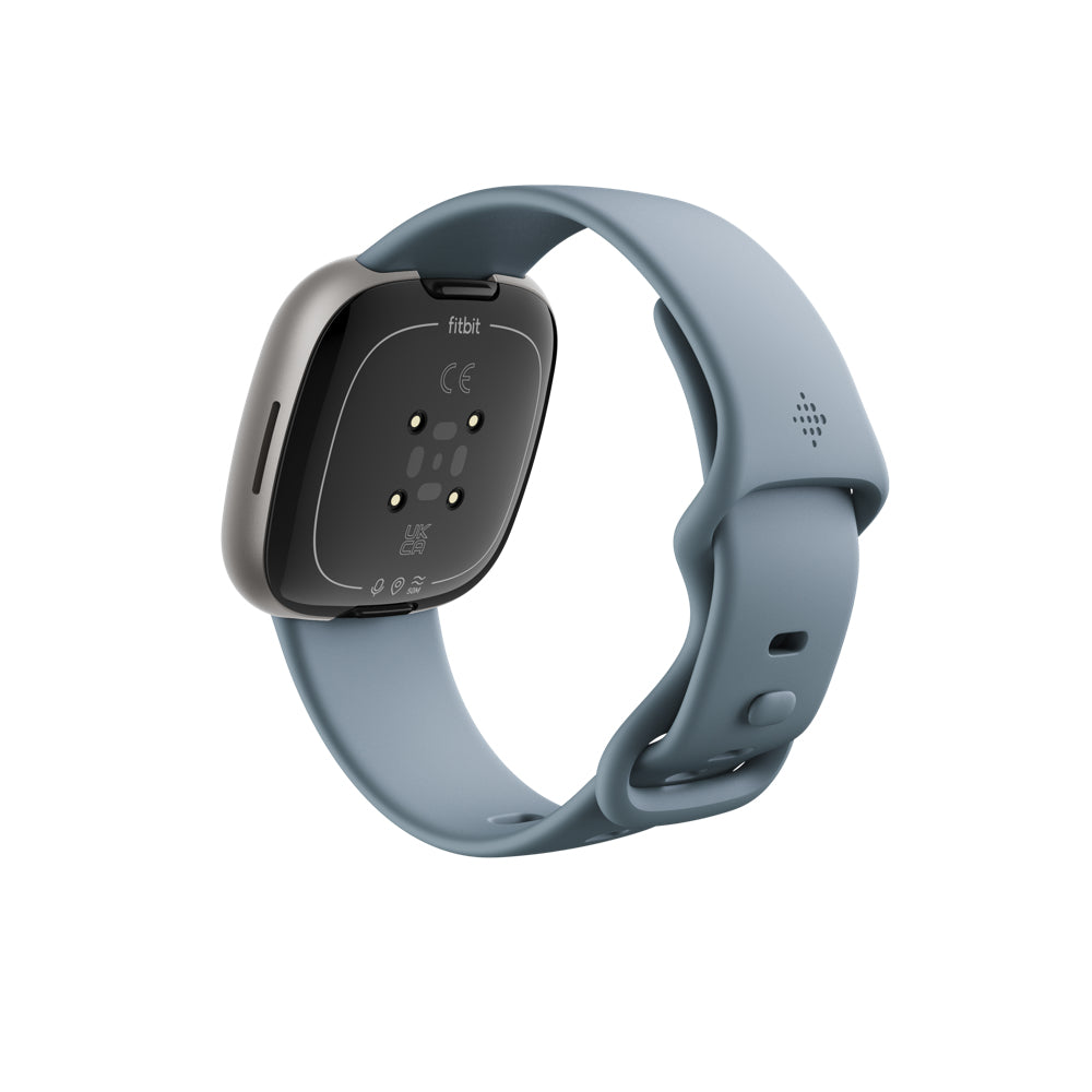 Fitbit Versa 4 – Smartwatch – 40,5 mm, GPS, Gorilla Glass 3, 50 m, Wasserfallblau / Platin